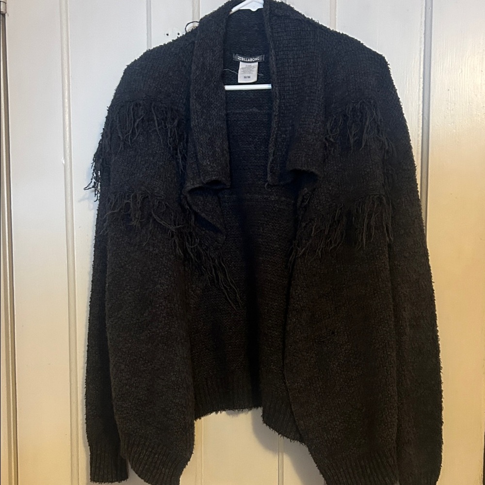 Billabong Charcoal Cardigan with Fringe Details